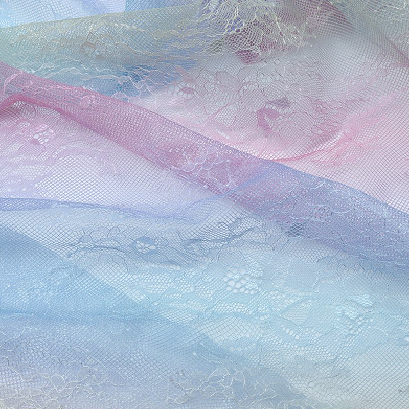 Eyelet Rainbow Printed Lace Fabric for Women's Wear Wholesale Supplier 7